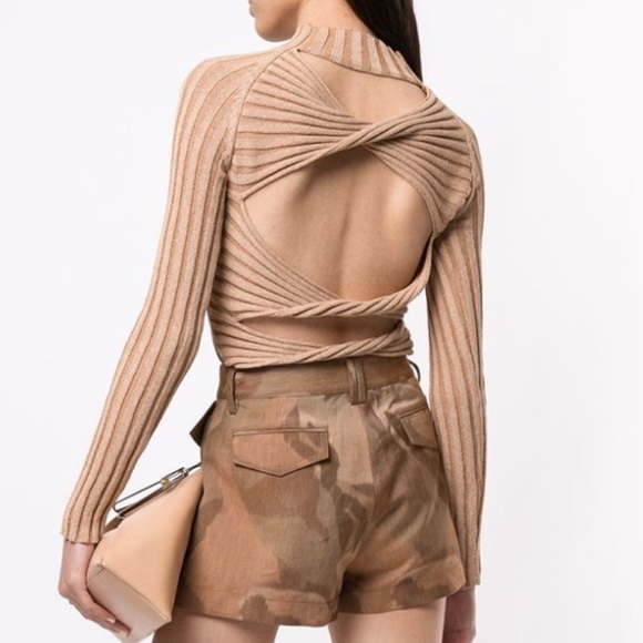 NWT Dion Lee Stripe Ribbed Cutout Knit Top in Desert Timber - Picture 3 of 14